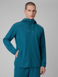 4F Bluza treningowa regular z kapturem męska - granatowa L. Niebieskie bluzy sportowe męskie 4f, l, z materiału. Za 269.99 zł.