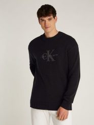 Calvin Klein Sweter w kolorze czarnym rozmiar: M. Czarne swetry męskie CALVIN KLEIN, m, bez wzorów, bez kołnierzyka. Za 276.95 zł.