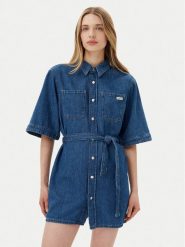 Calvin Klein Jeans Sukienka jeansowa J20J225169 Niebieski Boxy Fit. Niebieskie sukienki damskie Calvin Klein Jeans, xl, bez wzorów, z bawełny, bez kołnierzyka, bez ramiączek. Za 319.99 zł.