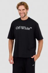 OFF-WHITE Czarny t-shirt Big Bookish Skate. Czarne t-shirty męskie OFF-WHITE, m, bez wzorów, bez kołnierzyka. W wyprzedaży za 1,139.99 zł.