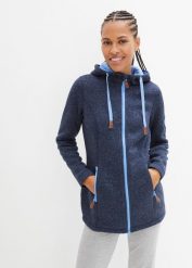 Bluza rozpinana z polaru, z kapturem. Niebieskie bluzy z kapturem damskie bonprix, z polaru. Za 189.99 zł.