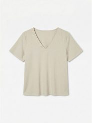 Vero Moda Koszulka w kolorze beżowym rozmiar: S. Brązowe bluzki damskie Vero Moda, s, bez wzorów, bez kołnierzyka. Za 70.24 zł.