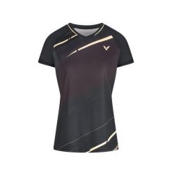 Koszulka damska VICTOR T-64102. Czarne t-shirty damskie VICTOR, l, bez wzorów, z materiału, bez ramiączek. Za 129.99 zł.