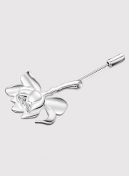 PAKO LORENTE - Srebrna szpilka do marynarki męskiej kwiat lotosu. Szare marynarki męskie Pako Lorente, bez wzorów. Za 149.99 zł.