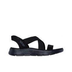Sandały damskie, Slip-Ins: Go Walk Flex Sandal - Glimmer Up. Czarne sandały damskie Skechers, bez wzorów, z materiału, bez obcasa. Za 319.99 zł.