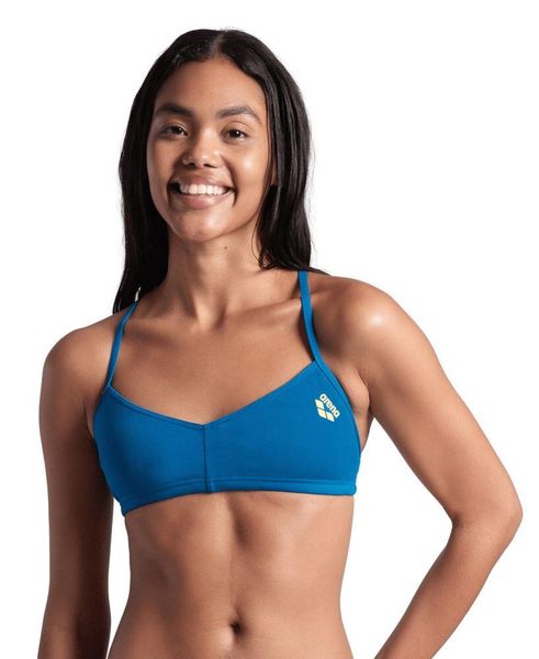 Góra od stroju kąpielowego damskiego dwuczęściowy na basen Arena Bandeau. Niebieskie bikini damskie Arena, bez wzorów. Za 101.98 zł.