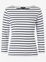 More & More Koszulka w kolorze biało-granatowym rozmiar: 34. Białe bluzki damskie MORE & MORE, bez wzorów, z bawełny, bez kołnierzyka. Za 100.28 zł.