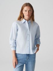 OPUS Koszula w kolorze błękitnym rozmiar: 44. Niebieskie koszule damskie Opus, bez wzorów, bez kołnierzyka, bez ramiączek. Za 121.99 zł.