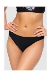 MOSCHINO Czarny dół od bikini z kwiecistym logo. Czarne bikini damskie MOSCHINO, bez wzorów. W wyprzedaży za 199.99 zł.