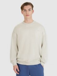4F Bluza dresowa nierozpinana bez kaptura uniseks - beżowa S. Brązowe bluzy sportowe damskie 4f, s, bez wzorów, z bawełny, bez ramiączek, bez kaptura. W wyprzedaży za 69.99 zł.