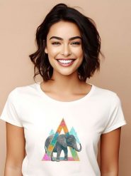 WOOOP Koszulka "Elephant" w kolorze białym rozmiar: L. Białe bluzki damskie Wooop, l, bez wzorów, z bawełny, bez kołnierzyka, bez ramiączek. Za 56.99 zł.