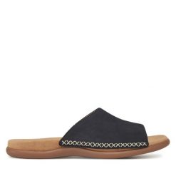 Klapki Gabor. Niebieskie klapki damskie Gabor, bez wzorów, bez obcasa. Za 419.99 zł.