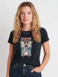 WOOOP Koszulka "Wonder woman" w kolorze granatowym rozmiar: M. Niebieskie bluzki damskie Wooop, m, bez wzorów, bez kołnierzyka, bez ramiączek. Za 79.03 zł.