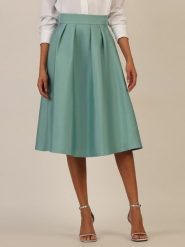 APART Spódnica w kolorze turkusowym rozmiar: 40. Niebieskie spódniczki damskie Apart, bez wzorów, z podwyższonym stanem, midi, rozkloszowane. Za 217.99 zł.