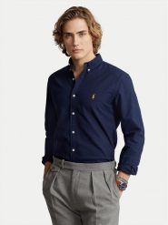 Polo Ralph Lauren Koszula 710767828003 Granatowy Slim Fit. Niebieskie koszule męskie Polo Ralph Lauren, m, bez wzorów, z bawełny, bez kołnierzyka, bez ramiączek. Za 399.99 zł.