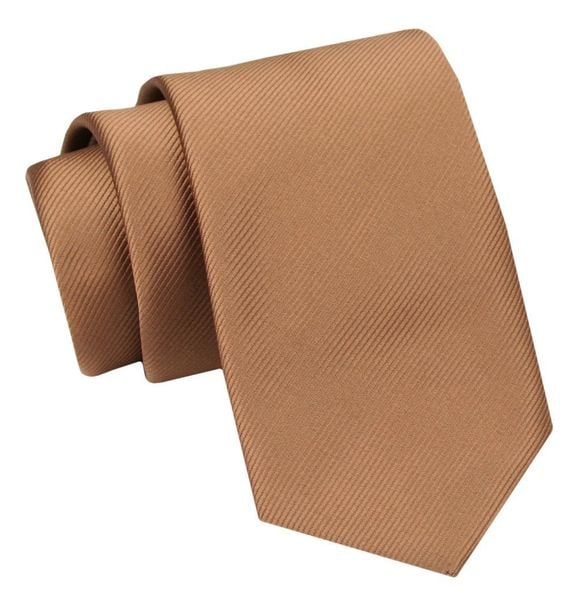 Męski Krawat Angelo di Monti - Karmelowy. Krawaty i muchy męskie Angelo di Monti, bez wzorów, z tkaniny, eleganckie. Za 45.00 zł.