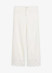 Spodnie culotte z elastycznej mieszanki bawełny. Białe spodnie materiałowe damskie bonprix, bez wzorów, z bawełny, eleganckie. Za 219.99 zł.