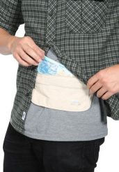 Pasek-portfel na pieniądze, 2 kieszenie na zamek, regulowany pasek. Białe paski męskie Trespass, bez wzorów, z materiału. Za 170.99 zł.