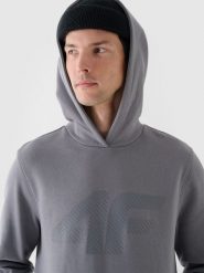 4F Bluza dresowa nierozpinana z kapturem męska - szara L. Szare bluzy sportowe męskie 4f, bez wzorów, z bawełny, sportowe, bez kołnierzyka, bez ramiączek. W wyprzedaży za 129.99 zł.