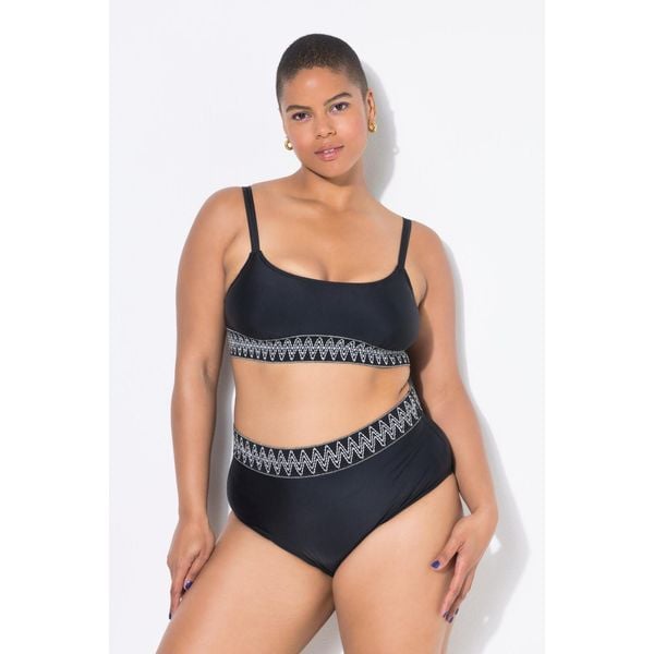 Damska Góra od bikini miękkie miseczki pas pod biustem z haftem. Czarne bikini damskie Ulla Popken, bez wzorów, plus size. Za 143.99 zł.