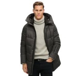 Kurtka puchowa w zygzaki Superdry City. Szare kurtki męskie Superdry., m, bez wzorów, z puchu, eleganckie, bez kaptura. Za 894.35 zł.