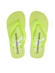 Calvin Klein Jeans Japonki Beach Sandal Monologo Tpu YW0YW01246 Zielony. Zielone klapki damskie Calvin Klein Jeans, bez wzorów, z jeansu, bez obcasa. Za 99.99 zł.