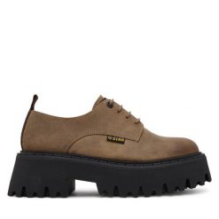 Półbuty G-Star. Brązowe półbuty damskie G-Star, bez wzorów, retro, bez obcasa, na płaskiej podeszwie. Za 223.99 zł.