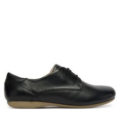 Półbuty Josef Seibel. Czarne półbuty damskie Josef Seibel, bez wzorów, bez obcasa, na płaskiej podeszwie. Za 409.99 zł.