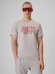 4F T-shirt regular z nadrukiem męski - szary XXL. Szare t-shirty męskie 4f, m, bez wzorów, z bawełny, bez kołnierzyka. Za 69.99 zł.