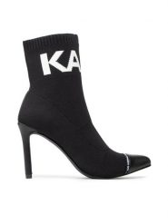 KARL LAGERFELD Botki KL31361A Czarny. Czarne botki damskie Karl Lagerfeld, z materiału, bez obcasa, na szpilce, bez zapięcia. Za 649.99 zł.