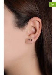 Miu Silver Pozłacane kolczyki-wkrętki (3 szt.) z cyrkoniami rozmiar: onesize. Czarne kolczyki damskie Miu Silver, z cyrkonią, pozłacane. Za 69.99 zł.