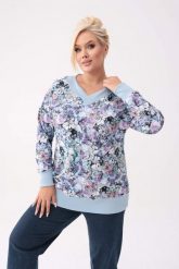 Bawełniana nierozpinana bluza Zimowy Ogród Elsy z dekoltem w serek V-neck PLUS SIZE XXL OVERSIZE. Białe bluzy bez kaptura damskie Moda Size Plus Iwanek, plus size, z bawełny. Za 259.90 zł.