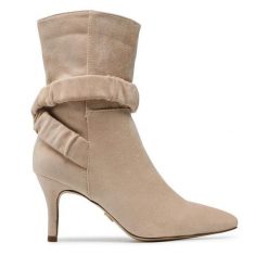 Botki DeeZee. Brązowe botki damskie DeeZee, bez obcasa, na szpilce, bez zapięcia. Za 119.99 zł.