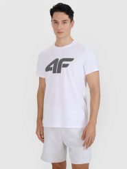 4F T-shirt regular z nadrukiem męski - biały S. Białe t-shirty męskie 4f, m, bez wzorów, z bawełny, bez kołnierzyka. Za 49.99 zł.