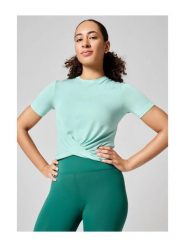 Koszulka Casall Delight Short Wrap Tee 42. Zielone bluzki sportowe damskie Casall, l, z lyocellu, bez kołnierzyka, bez ramiączek. Za 199.00 zł.