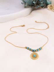 Charlize Pozłacany naszyjnik z turkusami - dł. 50 cm rozmiar: onesize. Niebieskie naszyjniki damskie Charlize, pozłacane. Za 87.40 zł.