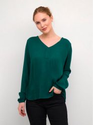 Kaffe Bluzka Amber 501032 Zielony Regular Fit. Zielone bluzki damskie Kaffe, bez wzorów, z wiskozy, bez ramiączek. Za 119.99 zł.