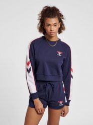 Damska bluza crop Hummel IC Durban. Niebieskie bluzy sportowe damskie HUMMEL, na wiosnę, xs, bez wzorów, z bawełny, bez ramiączek, długie, bez kaptura. Za 185.65 zł.