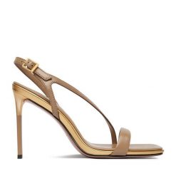 Sandały Eva Minge. Brązowe sandały damskie Eva Minge, bez wzorów, bez obcasa, na szpilce. Za 429.99 zł.