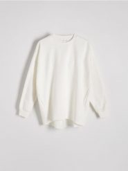Bluza z kieszeniami - złamana biel. Bluzy bez kaptura damskie Reserved, l, z bawełny. W wyprzedaży za 49.99 zł.