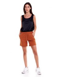 Szorty z kieszeń na co dzień na siłownię. Brązowe spodenki sportowe damskie LEONE 1947 APPAREL, bez wzorów. Za 84.16 zł.