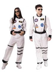 Party x People Kombinezon kostiumowy "Astronaut" w kolorze białym ze wzorem rozmiar: L. Białe kombinezony damskie Party x People, l, bez wzorów, z tkaniny, bez kołnierzyka, bez ramiączek. Za 70.41 zł.