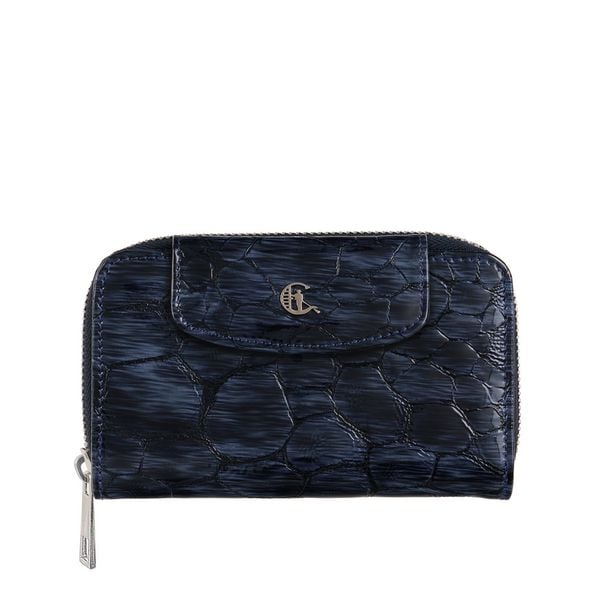 Damski portfel skórzany Canaletto – granatowy lakierowany z RFID | Elegancja i bezpieczeństwo PD1445s287 RFID. Niebieskie portfele damskie bez wzorów, z lakierowanej skóry. Za 180.50 zł.