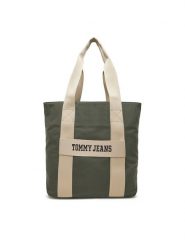 Tommy Jeans Torba Retro Cool Tote AM0AM13278 Khaki. Brązowe torby męskie na ramię Tommy Jeans, bez wzorów, z jeansu, na ramię. Za 309.99 zł.