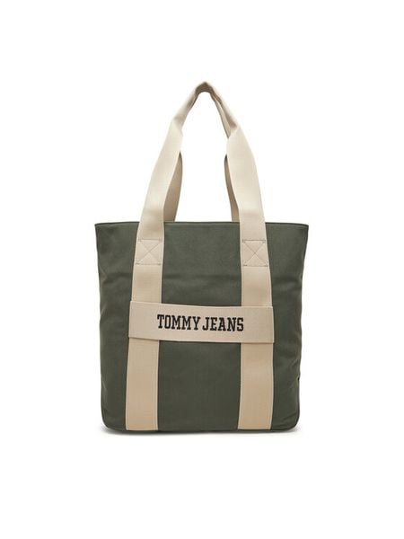 Tommy Jeans Torba Retro Cool Tote AM0AM13278 Khaki. Brązowe torby męskie na ramię Tommy Jeans, bez wzorów, z jeansu, na ramię. Za 269.99 zł.