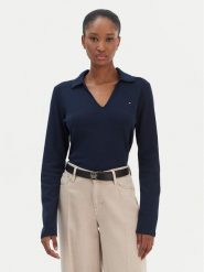 Tommy Hilfiger Bluzka Modern Cody WW0WW47850 Granatowy Slim Fit. Niebieskie bluzki damskie Tommy Hilfiger, xxl, bez wzorów, z bawełny, bez kołnierzyka, bez ramiączek. Za 309.99 zł.