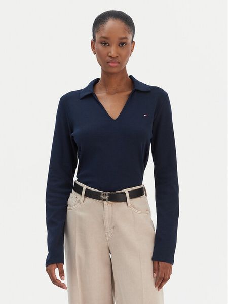 Tommy Hilfiger Bluzka Modern Cody WW0WW47850 Granatowy Slim Fit. Niebieskie bluzki damskie Tommy Hilfiger, xxl, bez wzorów, z bawełny, bez ramiączek. Za 309.99 zł.