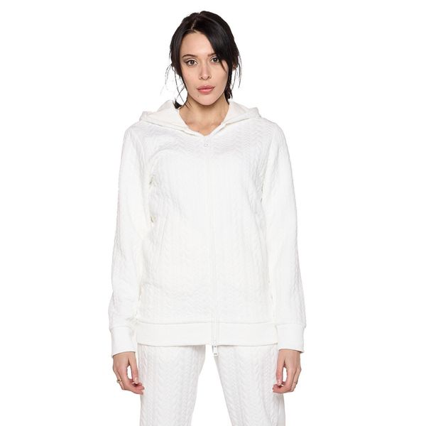 Bluza z kaptur na co dzień na siłownię. Białe bluzy z kapturem damskie LEONE 1947 APPAREL, z elastanu. W wyprzedaży za 146.66 zł.