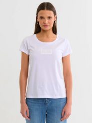 Koszulka damska z logo BIG STAR na piersi biała Avalyntia 101. Białe t-shirty damskie Big Star, l, bez wzorów, z bawełny, bez kołnierzyka. W wyprzedaży za 69.99 zł.