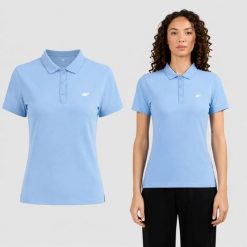 KOSZULKA DAMSKA POLO 4F BAWENIANA T-SHIRT Z KOŁNIERZYKIEM F0836. Niebieskie bluzki sportowe damskie 4f, uniwersalny, z bawełny, bez kołnierzyka, bez ramiączek. Za 89.99 zł.